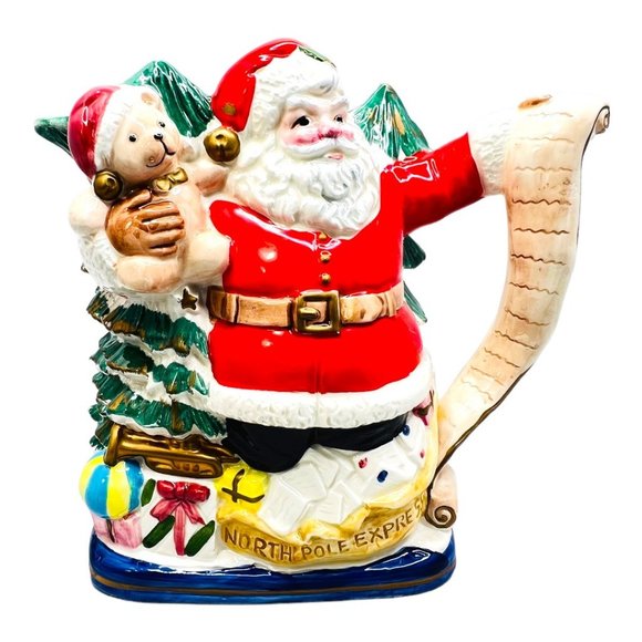 Fitz and Floyd 1993 Omnibus North Pole Express Santa Water Pitcher 58 oz - Picture 4 of 11